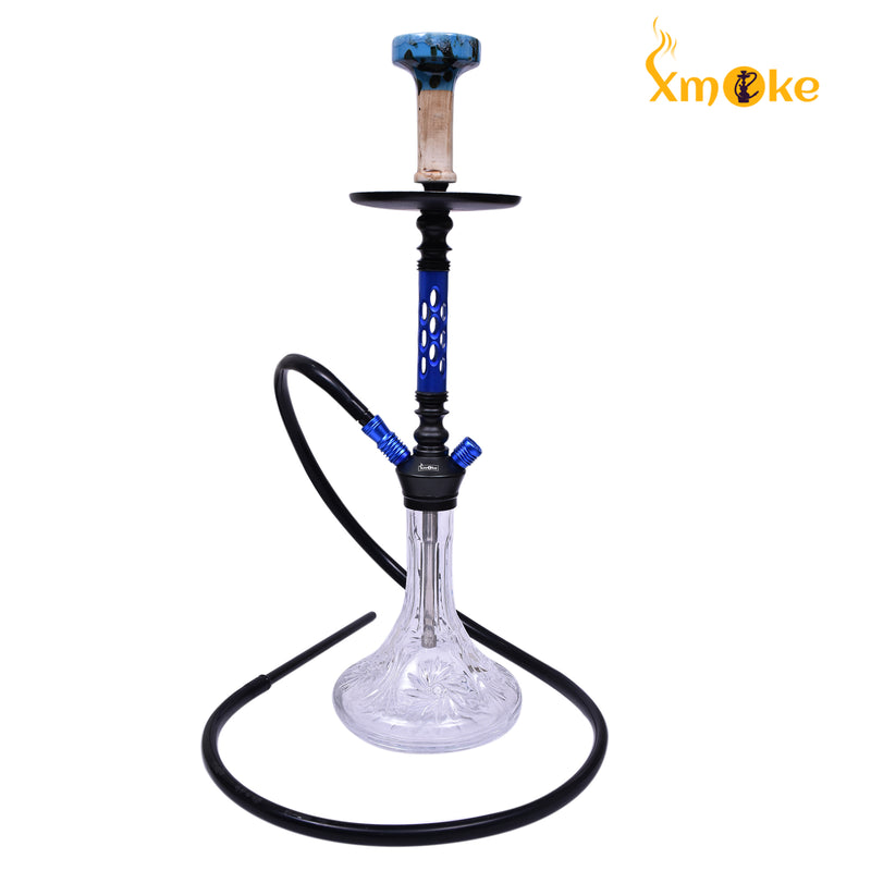 Xmoke Glass Window Hookah 1 with Phunnel Chillum / Bowl and Silicone Hose (Mix Color)