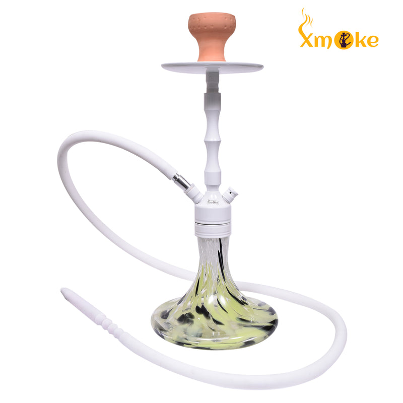 Xmoke White Hookah with Silicone Hose and Premium Metal Handle (Mix Color)