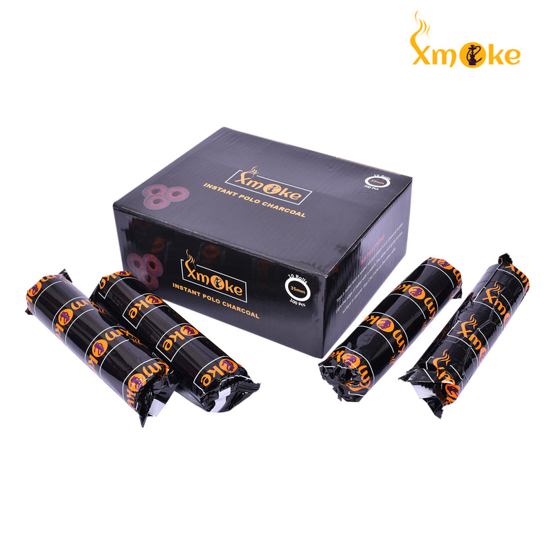 Xmoke Magic (Instant) 35 MM Polo Coal / Charcoal for Hookah - (10 Rolls / Box - 100 Discs) 