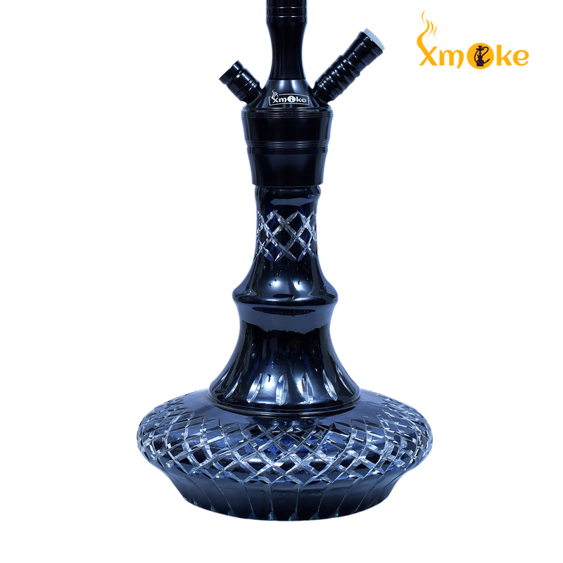 Xmoke Noor Hand cut Crystal Glass Hookah with Silicone Hose & Ceramic Chillum (Bowl) (Mix Color)