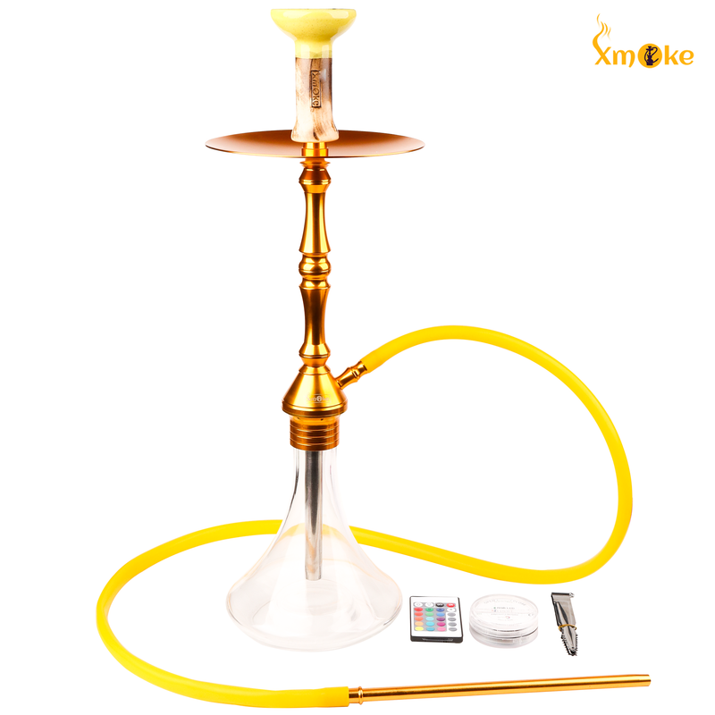 XMOKE ALLADIN X FUNCTION HOOKAH WITH LED AND SILICONE HOSE (MIX COLOR)