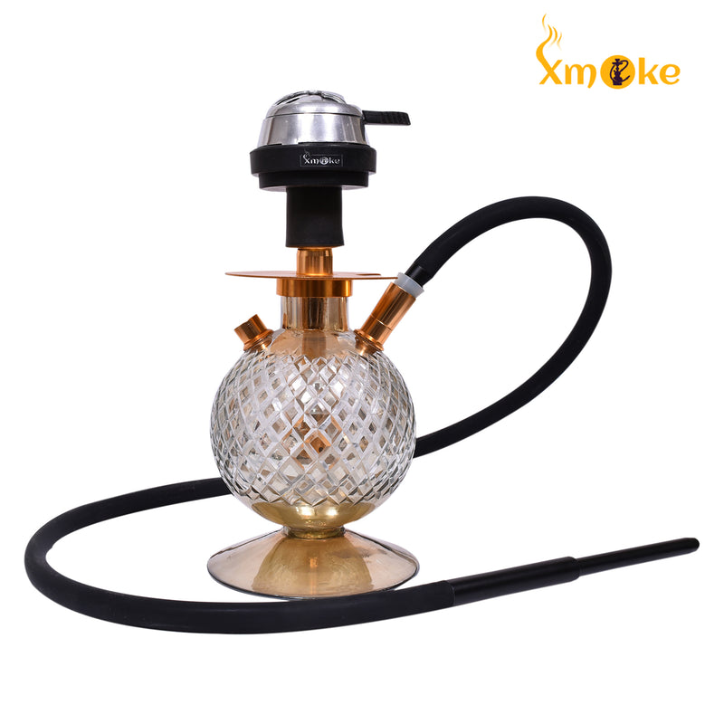 Xmoke Art'is Hand cut Crystal Glass Hookah with Silicone Hose, Silicone Chillum (Bowl) & Mukhbar (Mix Color)