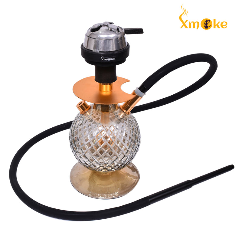 Xmoke Art'is Hand cut Crystal Glass Hookah with Silicone Hose, Silicone Chillum (Bowl) & Mukhbar (Mix Color)