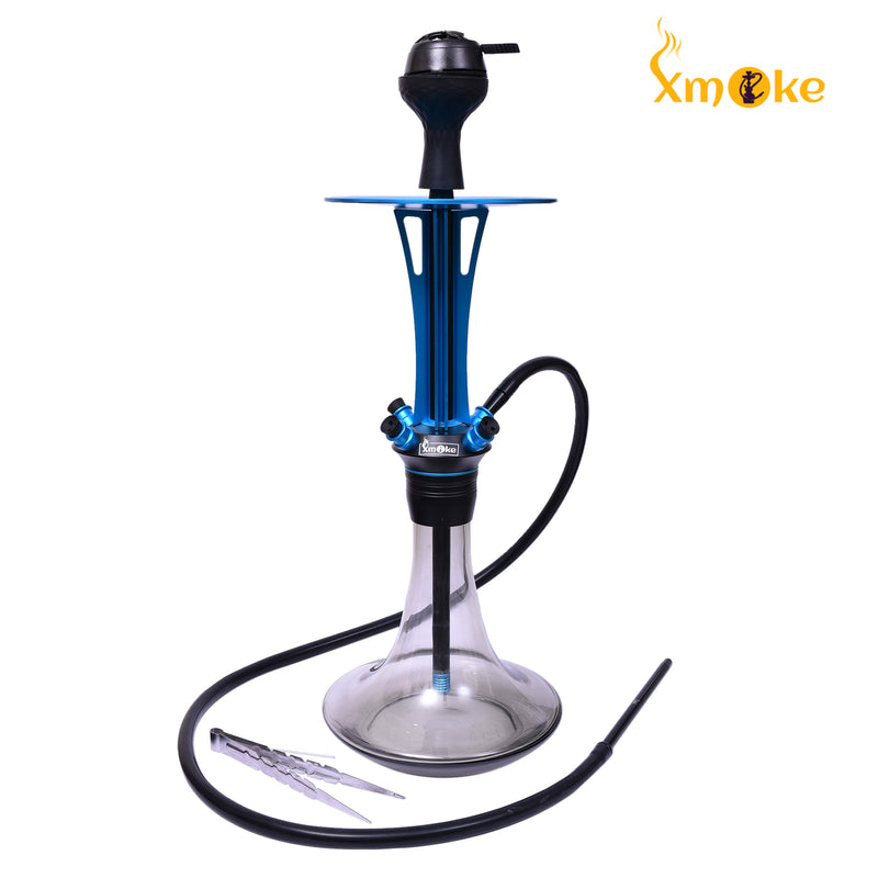 Xmoke Magic Four Adapter Revolving Hookah with Silicone Hose, Bowl & Kaloud (Blue Color) 
