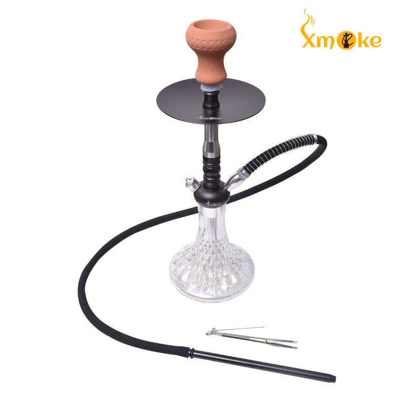 Xmoke Aladdin Cut Glass Hookah with Silicone Hose (Silver Color)