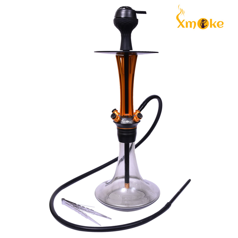 Xmoke Magic Four Adapter Revolving Hookah with Silicone Hose, Bowl & Kaloud (Gold Color) 