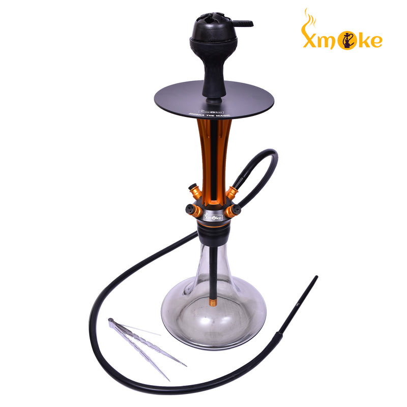 Xmoke Magic Four Adapter Revolving Hookah with Silicone Hose, Bowl & Kaloud (Gold Color) 