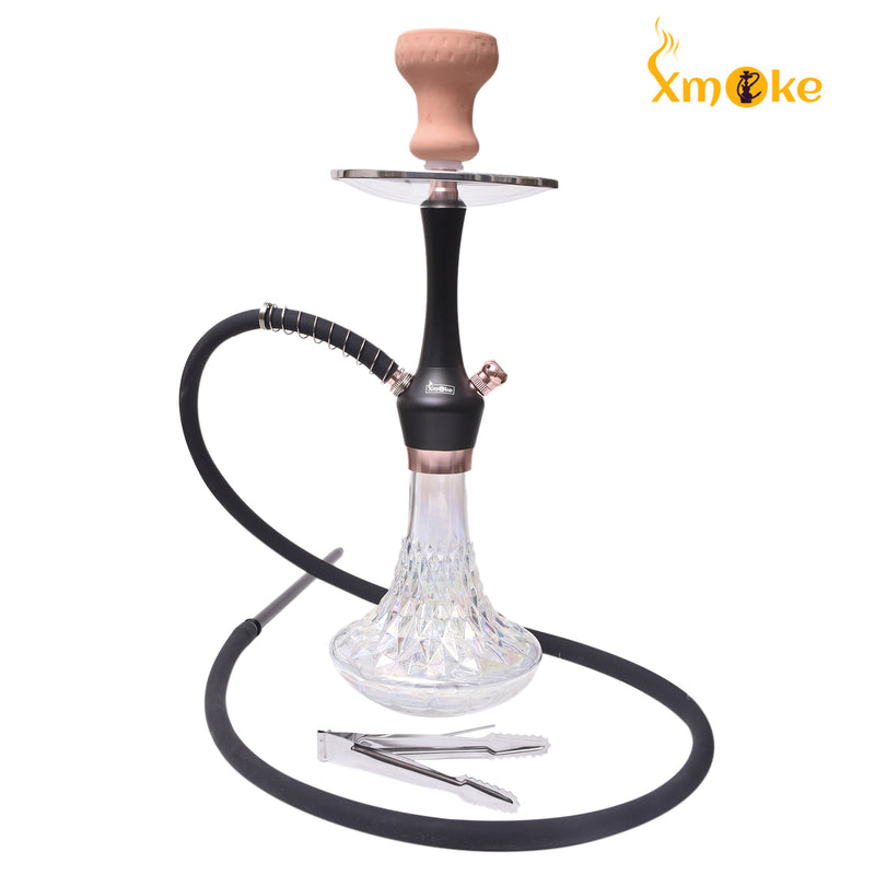XMOKE ROYAL Hookah with Silicone Hose (Black & Gold Color)