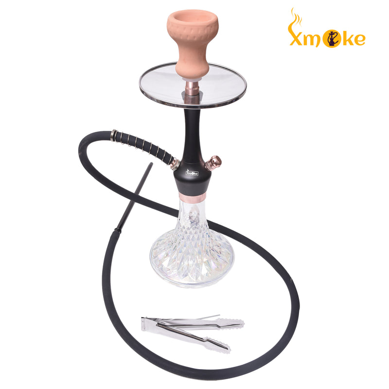 XMOKE ROYAL Hookah with Silicone Hose (Black & Gold Color)
